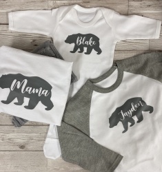 Personalised Polar Bear Grey Family Pyjamas